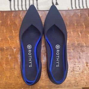 Rothy’s Womens The Point Maritime Navy Blue Knit Pointed Toe Flats Size 8